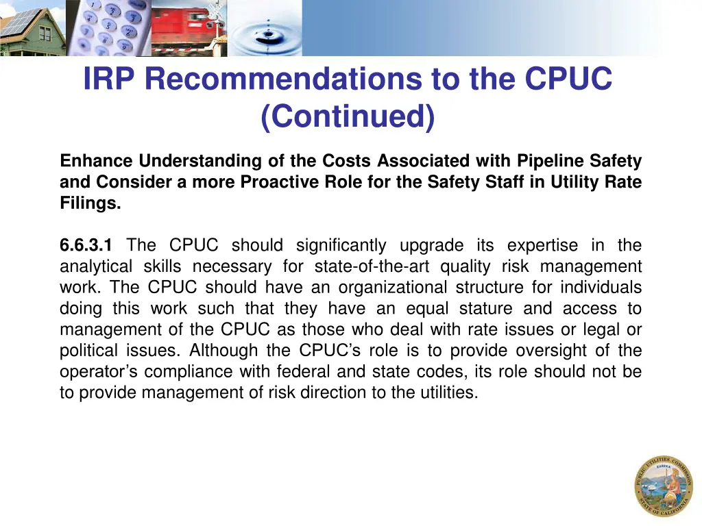 irp recommendations to the cpuc continued
