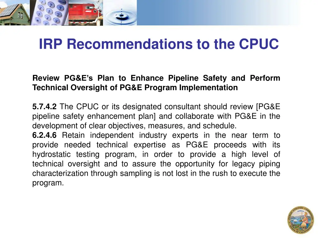 irp recommendations to the cpuc