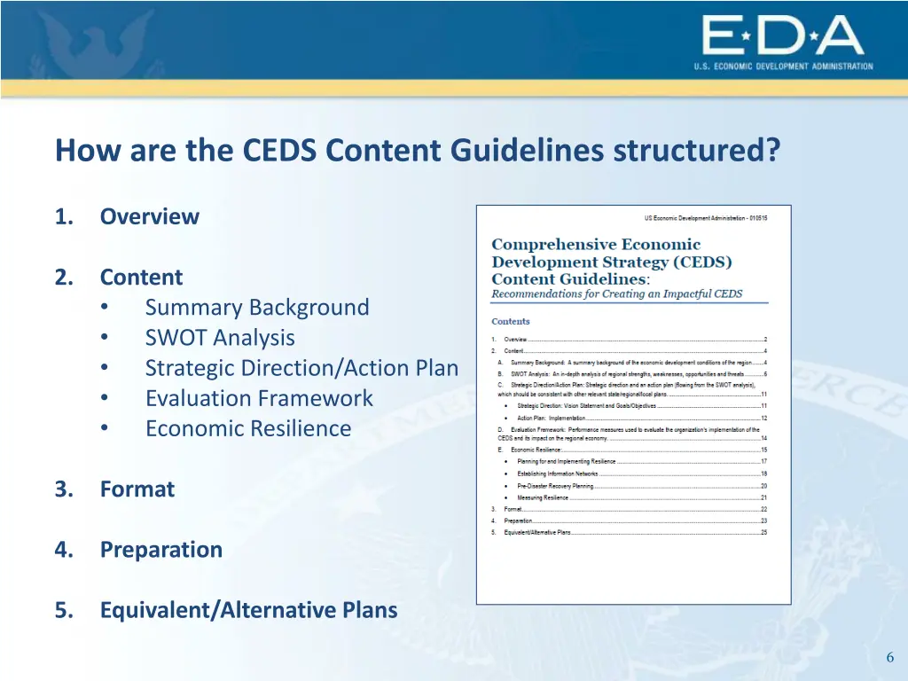 how are the ceds content guidelines structured