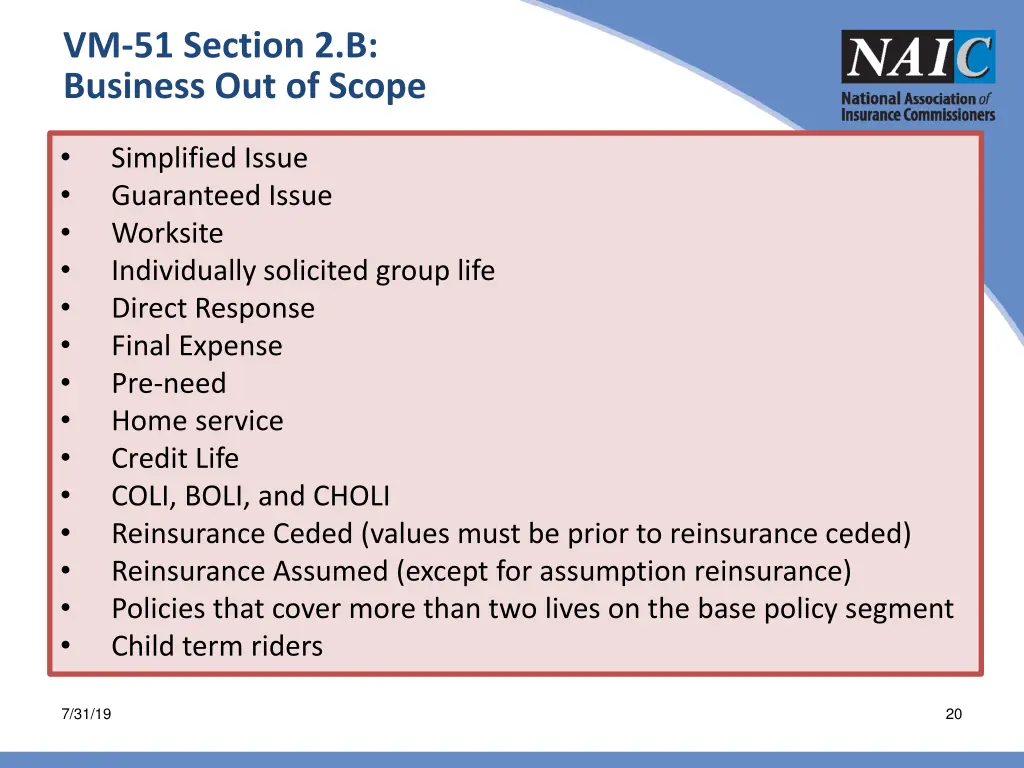 vm 51 section 2 b business out of scope