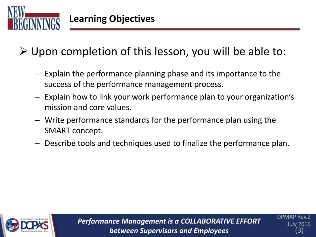 learning objectives