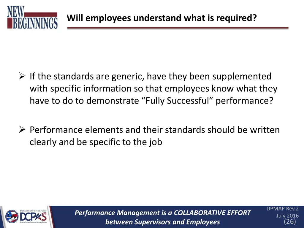 will employees understand what is required