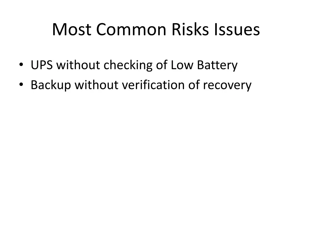 most common risks issues