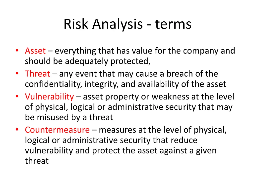risk analysis terms