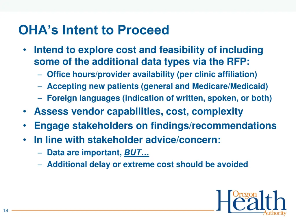 oha s intent to proceed