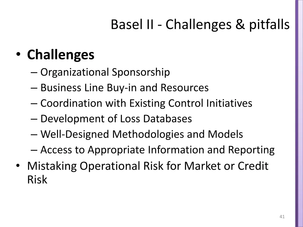 basel ii challenges pitfalls