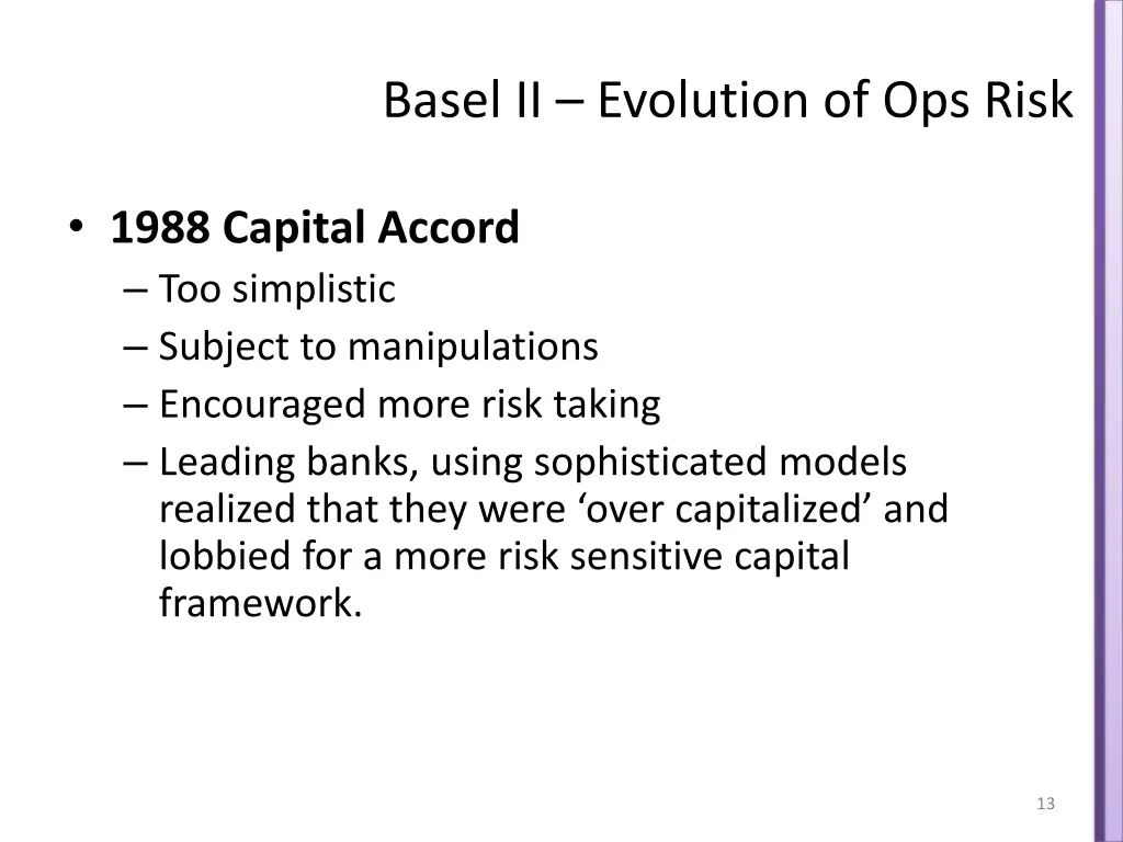 basel ii evolution of ops risk