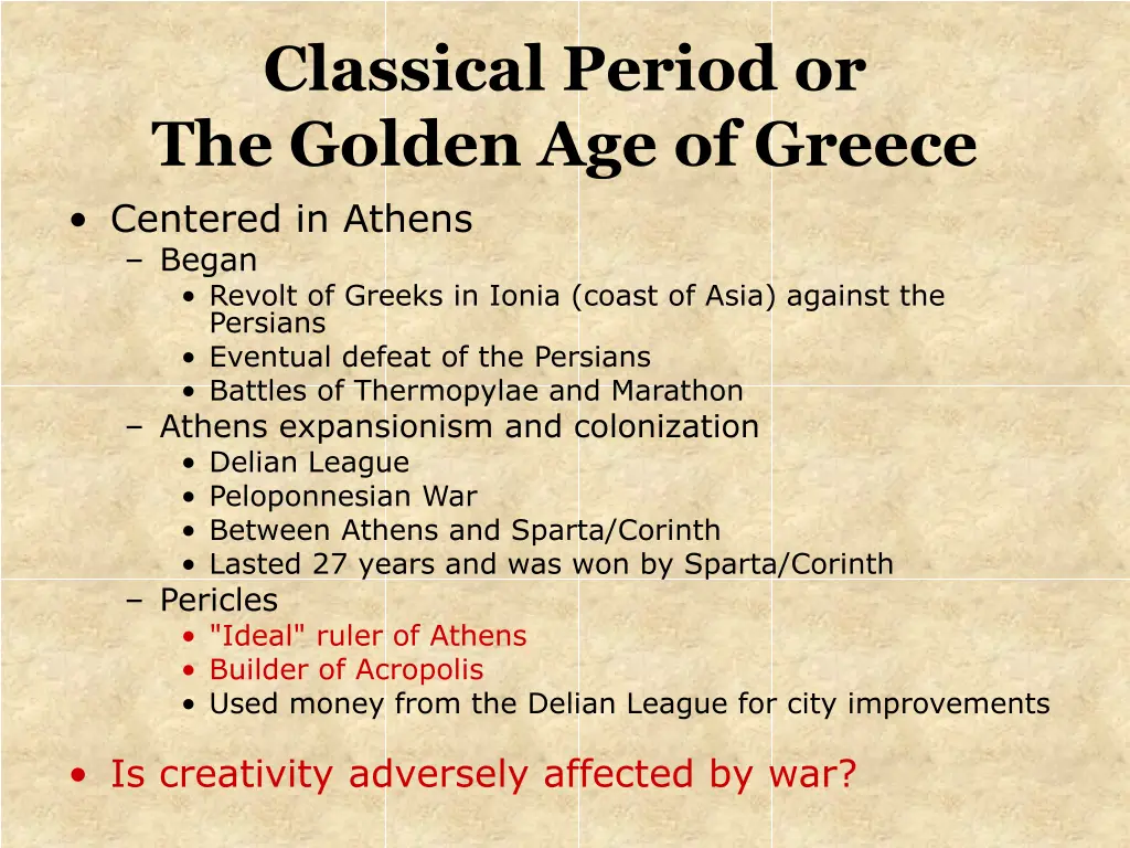 classical period or the golden age of greece