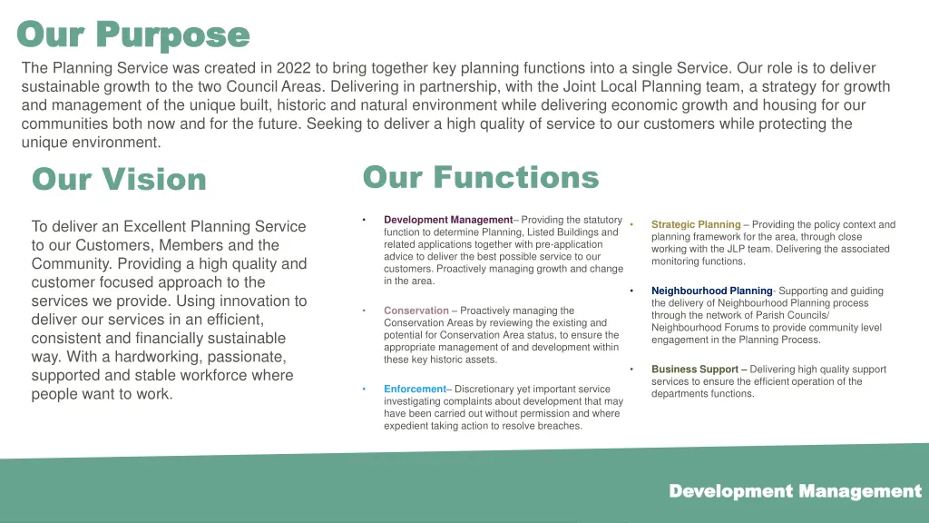 our purpose our purpose the planning service