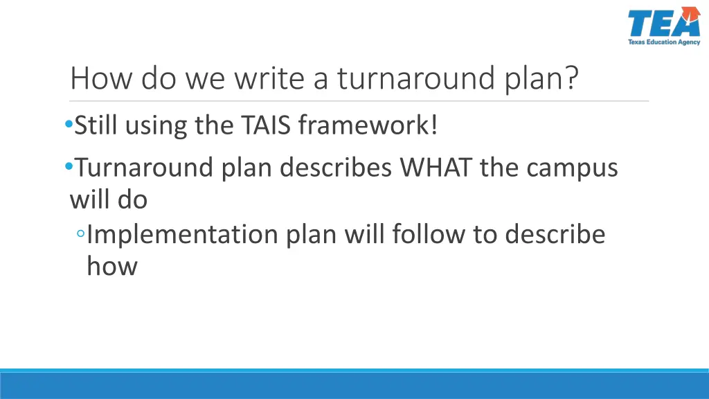how do we write a turnaround plan still using