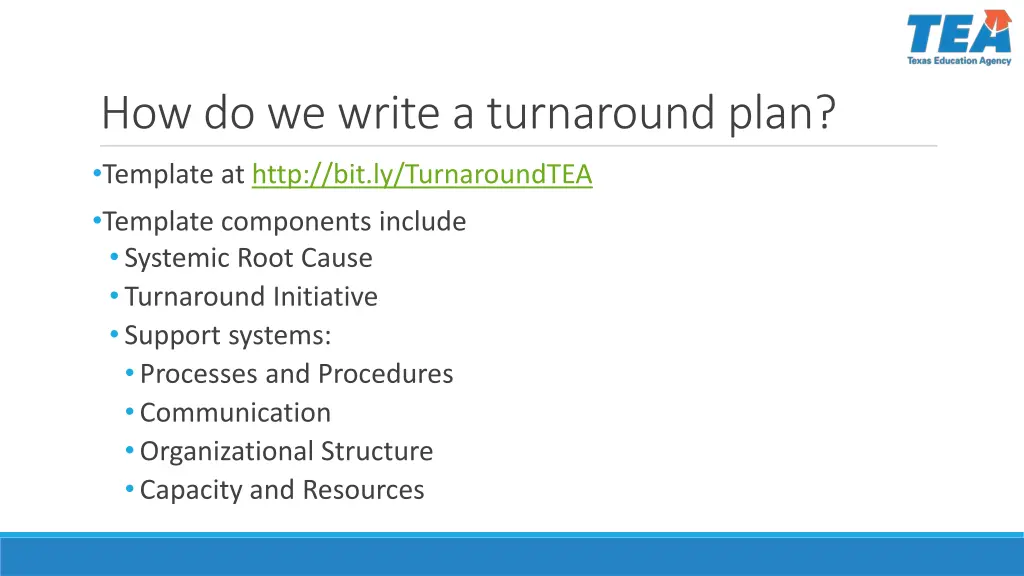 how do we write a turnaround plan template