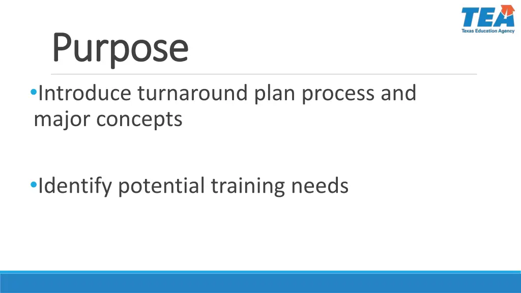 purpose purpose introduce turnaround plan process