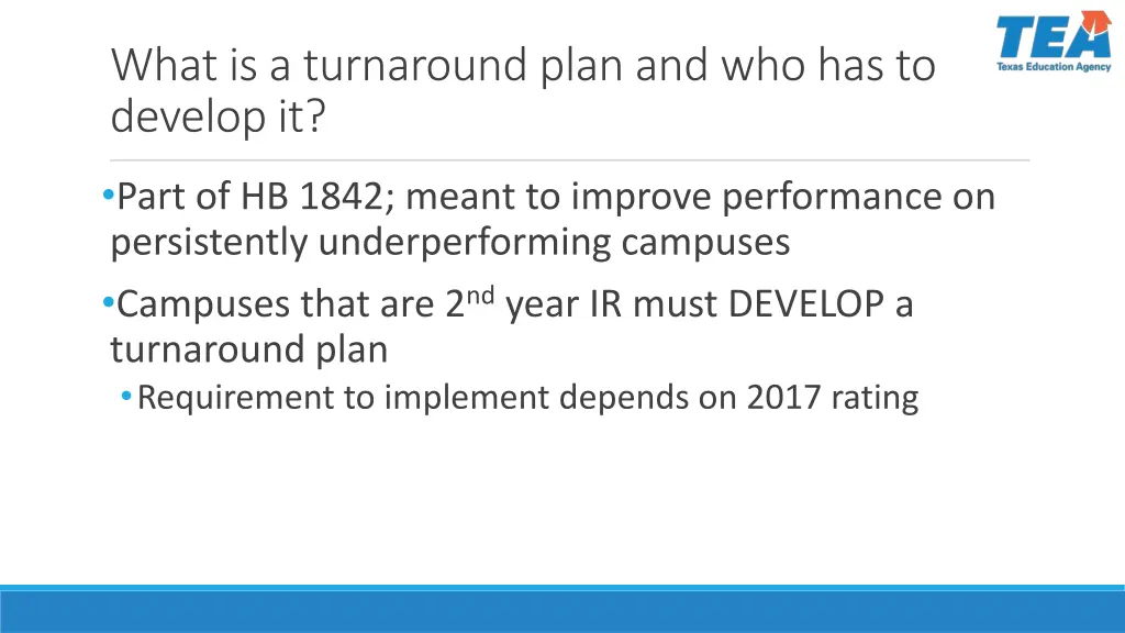 what is a turnaround plan and who has to develop