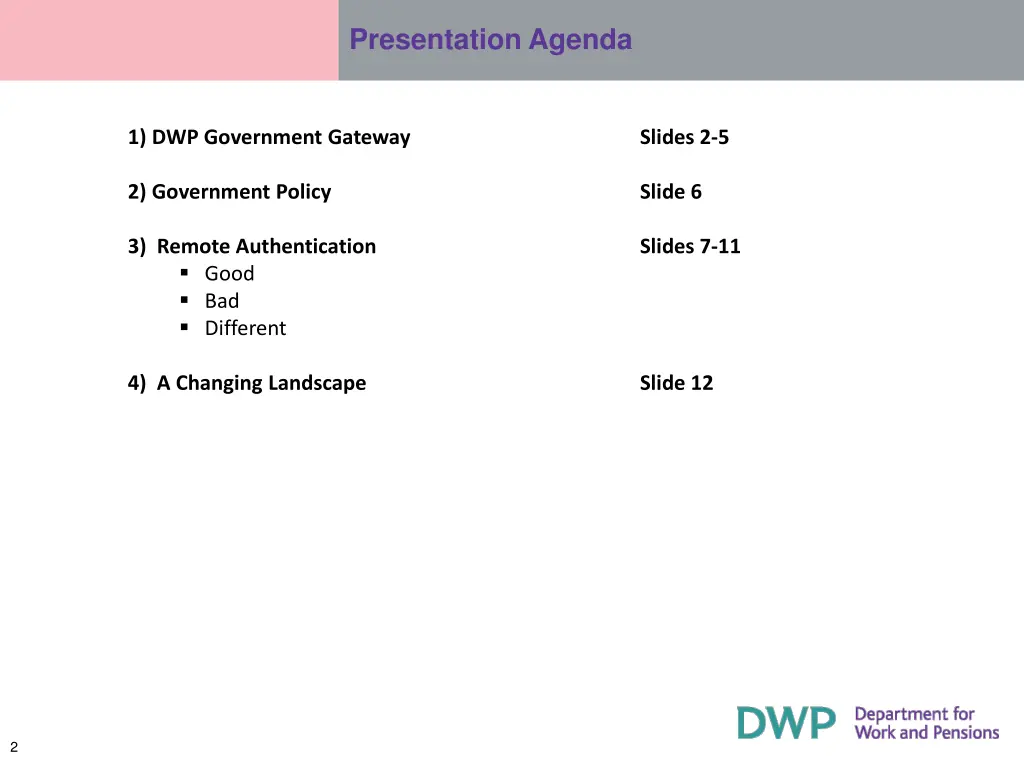 presentation agenda