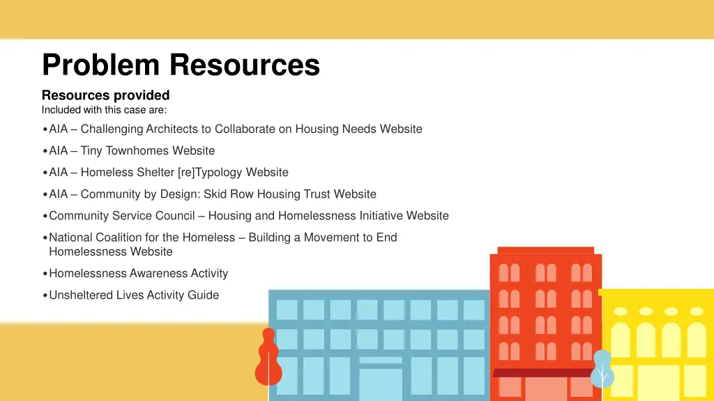 problem resources resources provided included