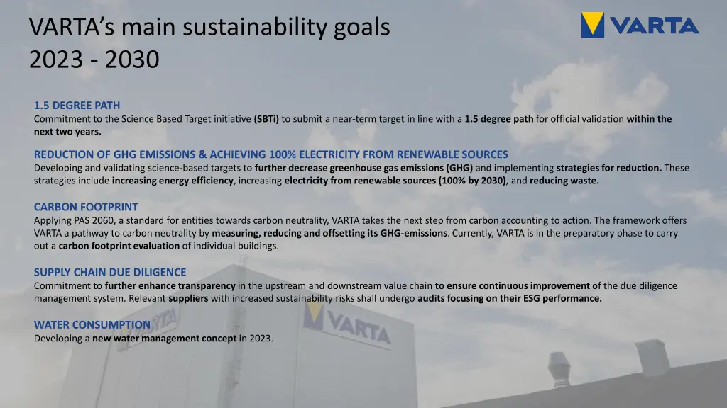 varta s main sustainability goals 2023 2030