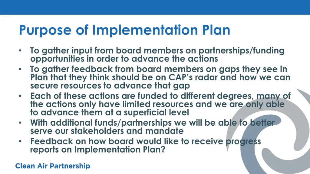 purpose of implementation plan