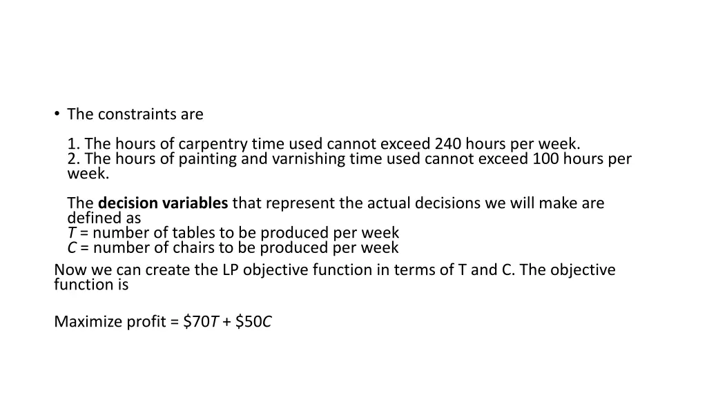 the constraints are