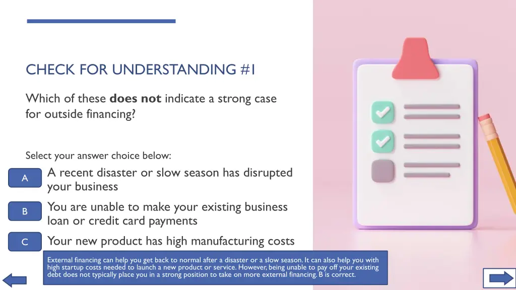 check for understanding 1