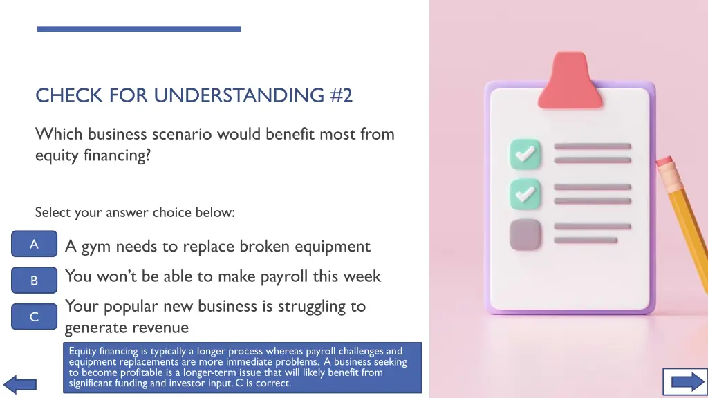 check for understanding 2
