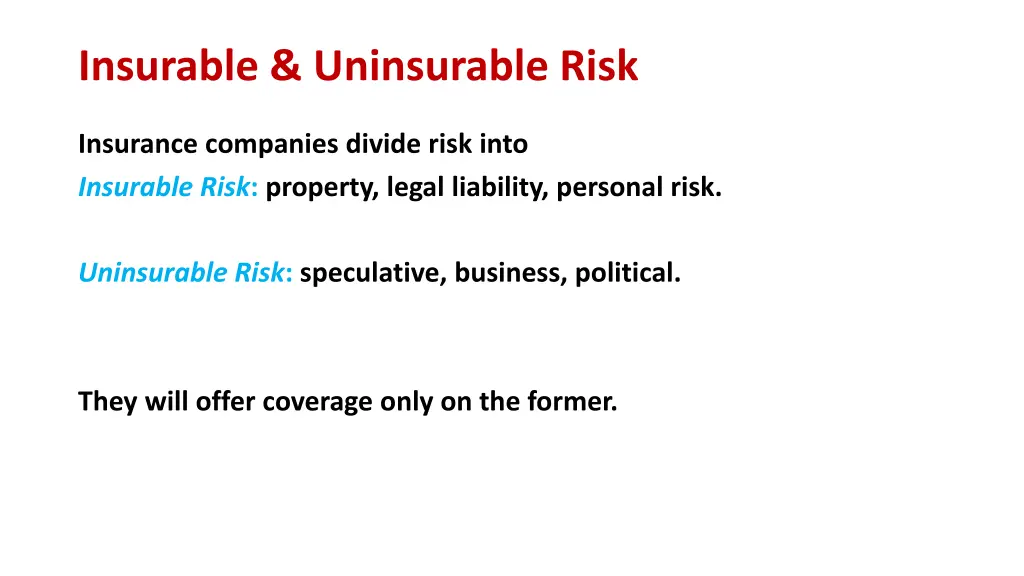 insurable uninsurable risk
