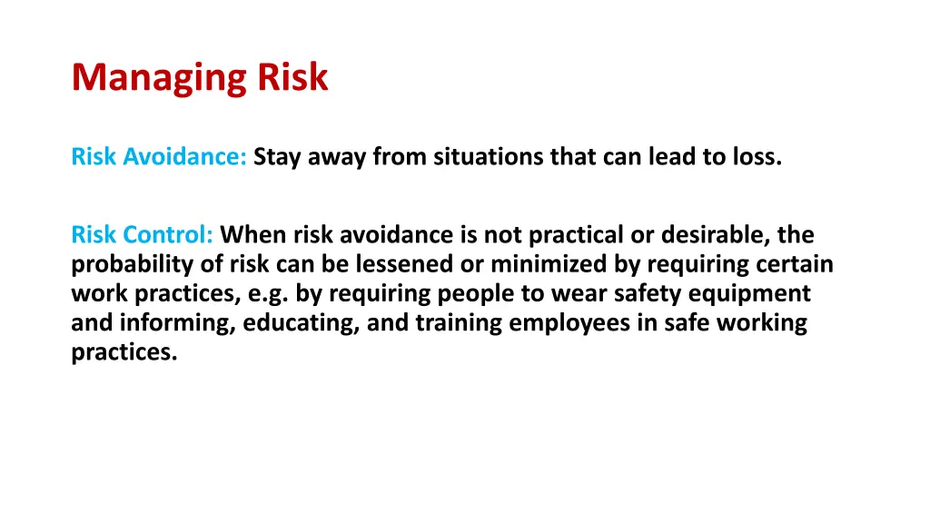 managing risk