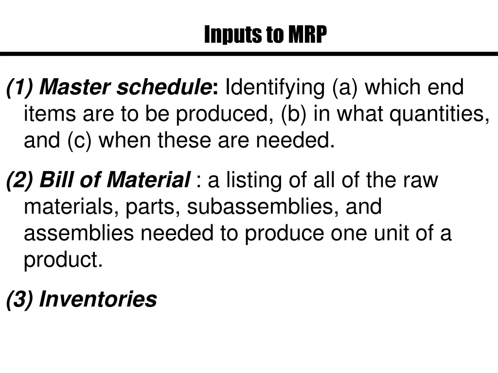 inputs to mrp