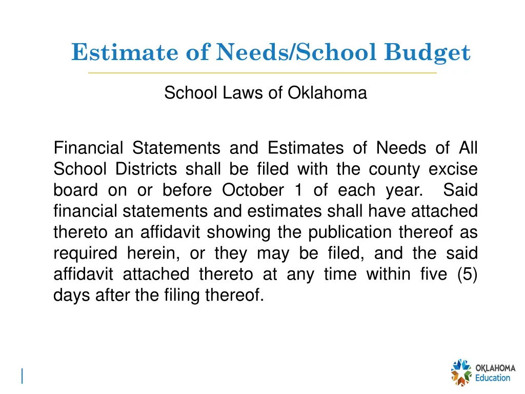 estimate of needs school budget