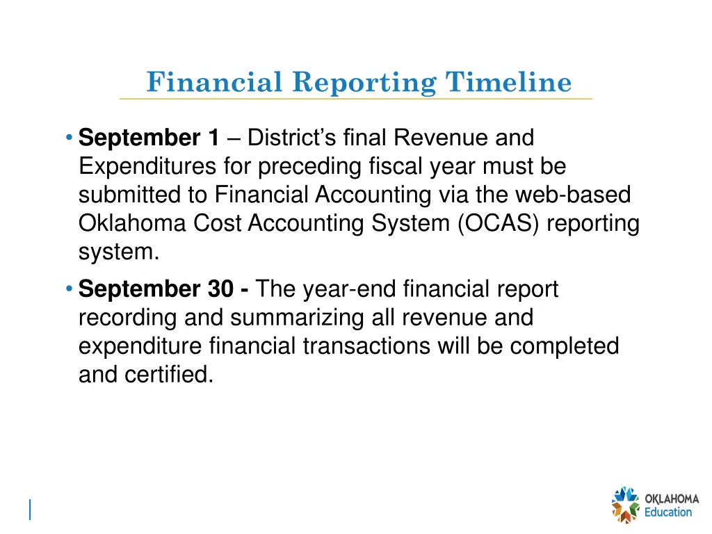 financial reporting timeline