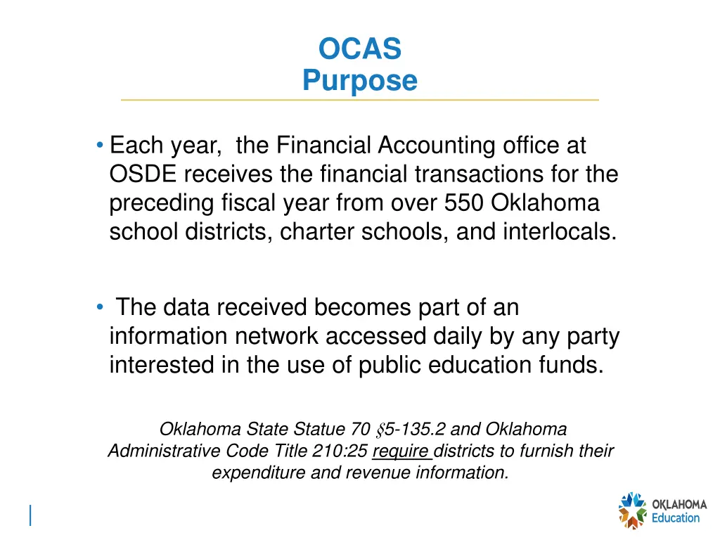 ocas purpose