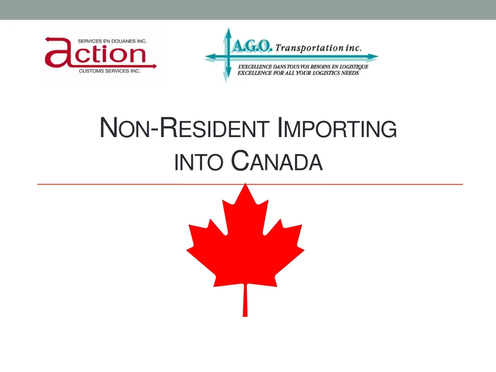 n on r esident i mporting into c anada