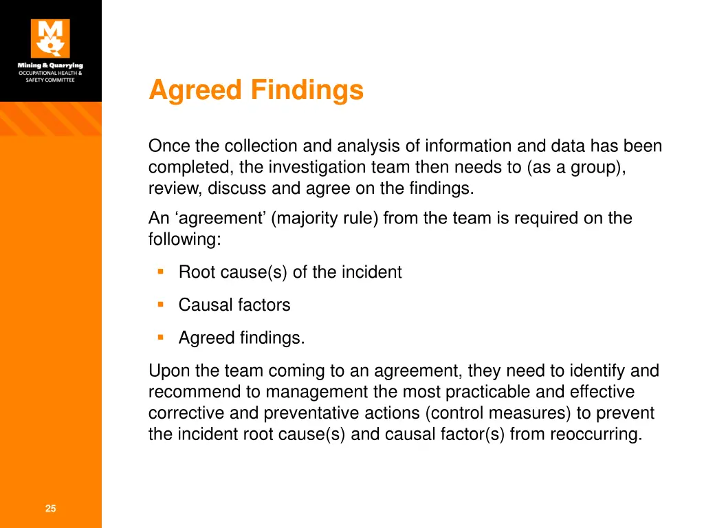 agreed findings
