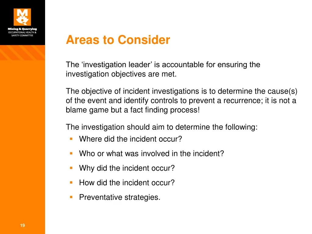 areas to consider