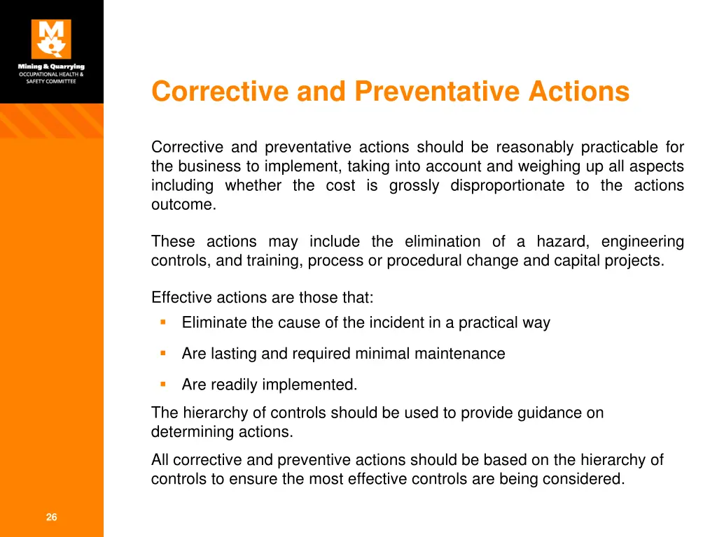 corrective and preventative actions