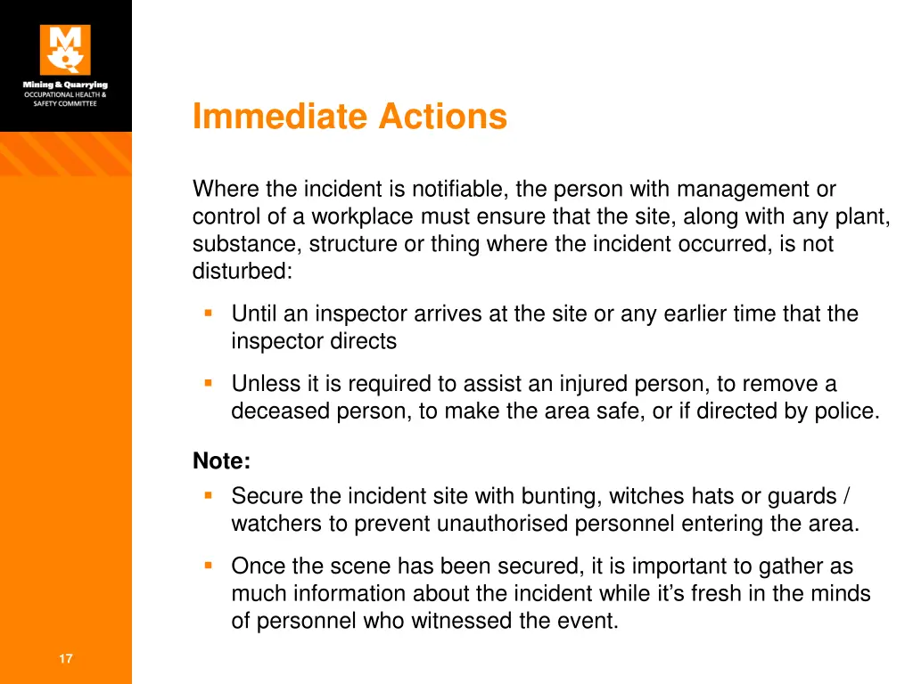 immediate actions 1
