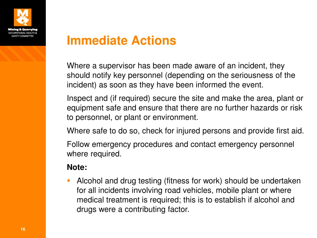 immediate actions