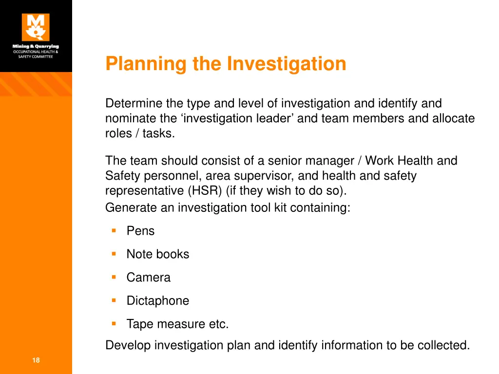 planning the investigation