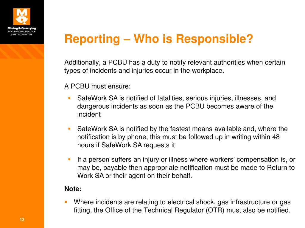 reporting who is responsible 1