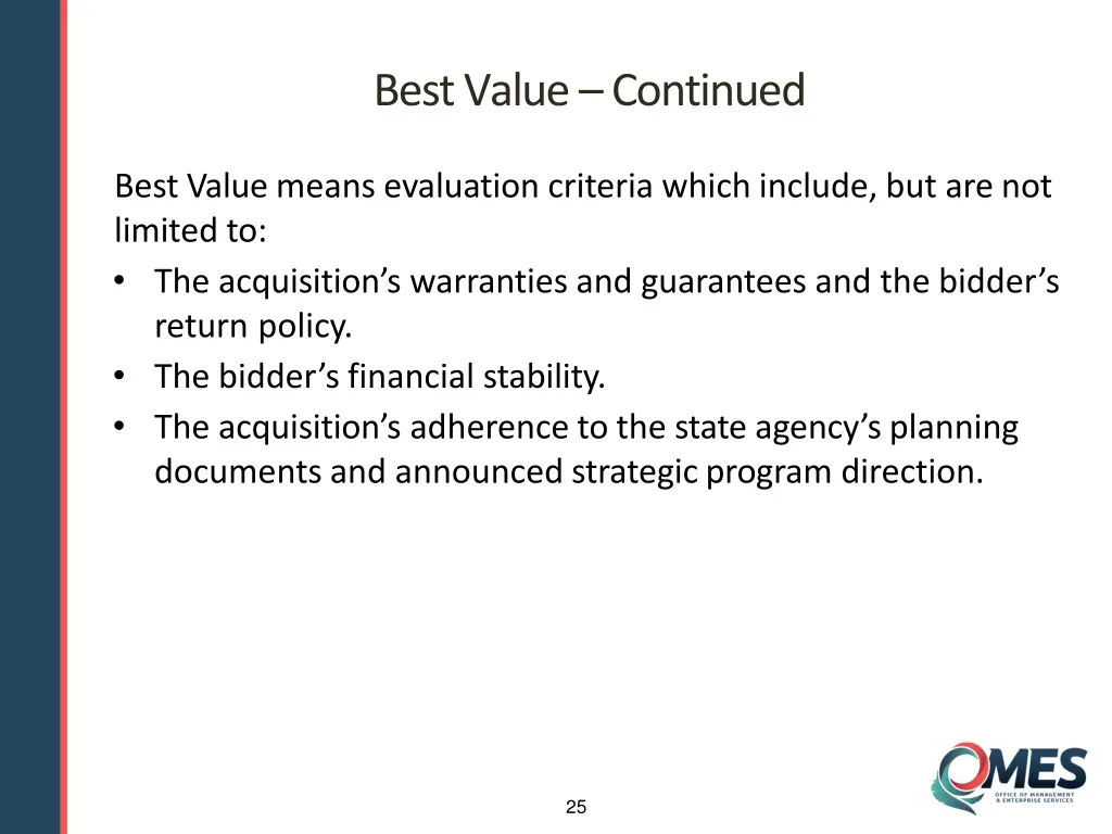 best value continued