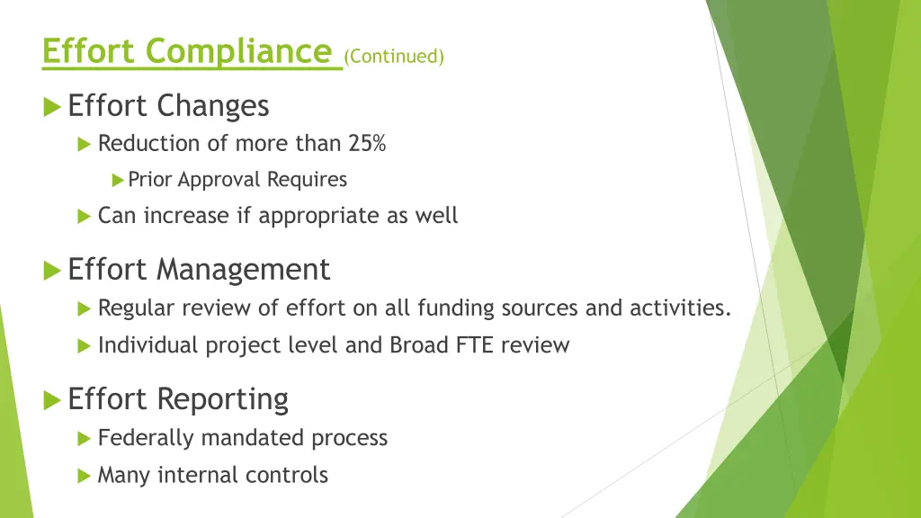 effort compliance continued