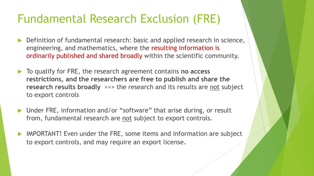 fundamental research exclusion fre