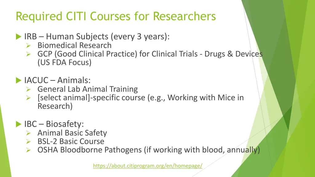 required citi courses for researchers