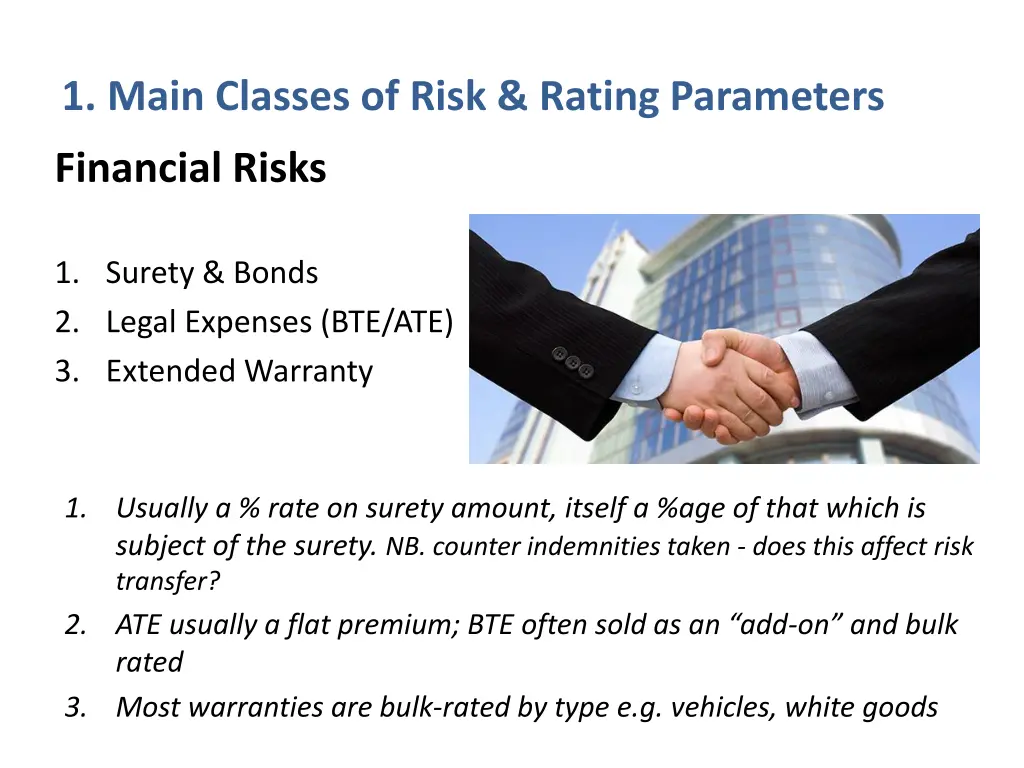 1 main classes of risk rating parameters 5