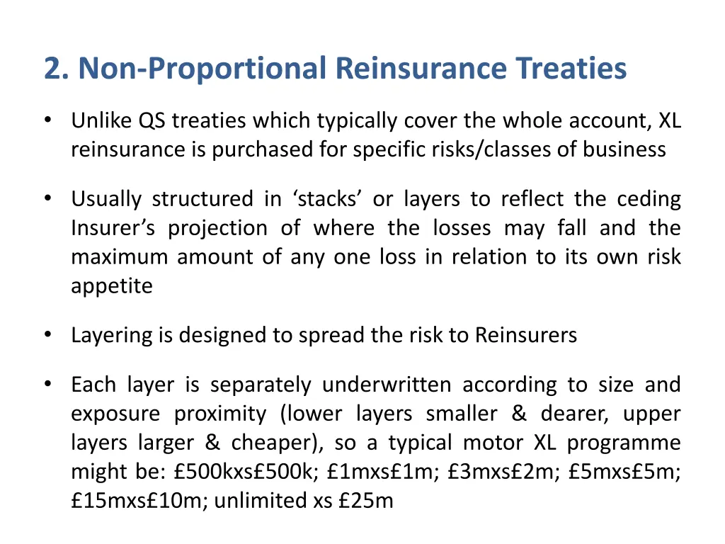 2 non proportional reinsurance treaties 1