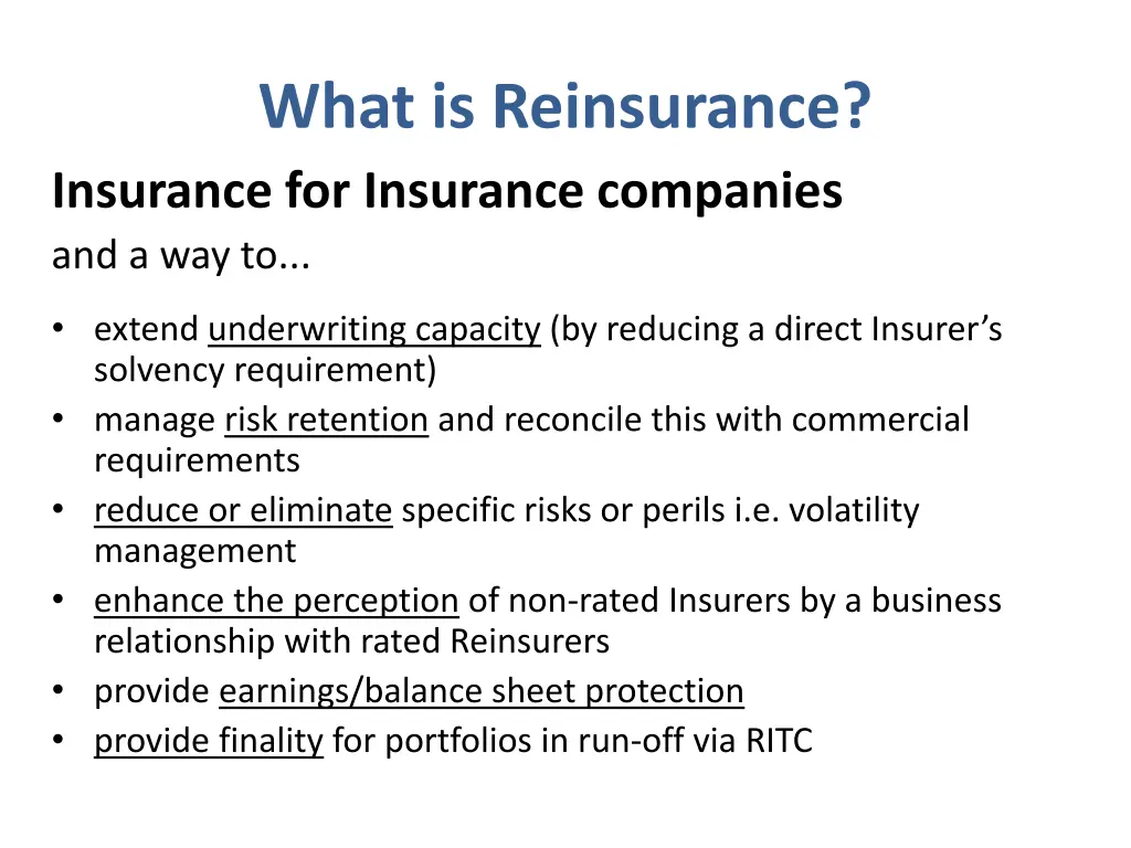 what is reinsurance insurance for insurance