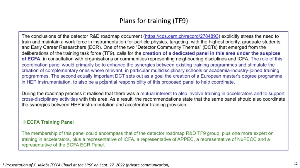 plans for training tf9