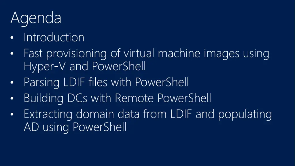 agenda introduction fast provisioning of virtual