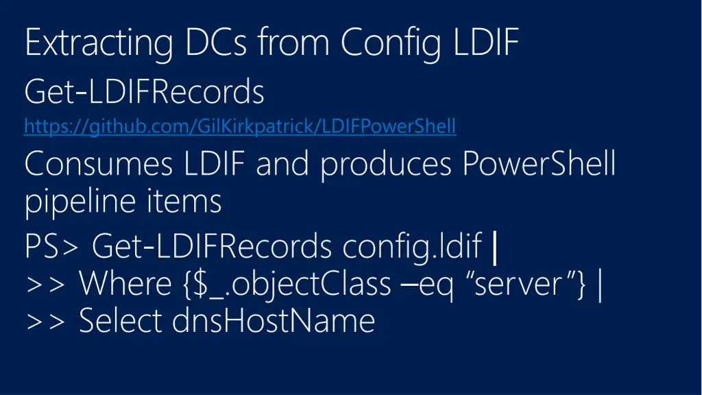 extracting dcs from config ldif get ldifrecords