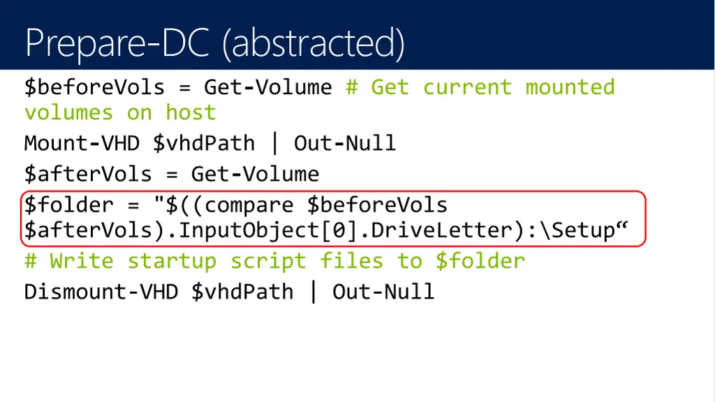 prepare dc abstracted beforevols get volume