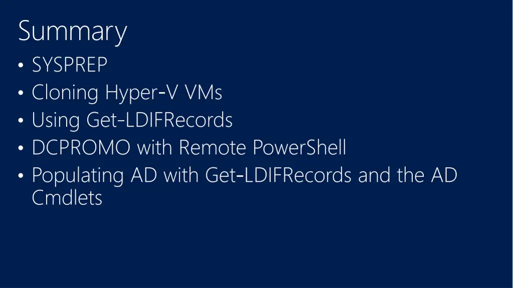 summary sysprep cloning hyper v vms using